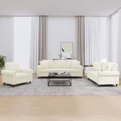 vidaXL Set de canapele cu perne, 3 piese, crem, catifea GartenMobel Dekor (3202198) Canapea