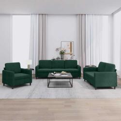 vidaXL Set de canapele, 3 piese, verde închis, catifea GartenMobel Dekor (3201936) Canapea