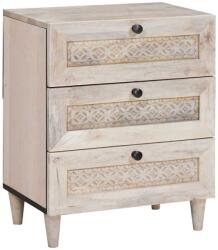 vidaXL Noptiera alba cu 3 sertare, 50 x 33 x 62 cm, lemn masiv si lemn prelucrat (4018125)