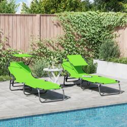 vidaXL 2 sezlonguri pliabile cu copertina Verde tesatura Oxford 600D GartenMobel Dekor (42003138)