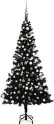 vidaXL Brad Craciun pre-iluminat cu set globuri, negru, 180 cm, PVC GartenMobel Dekor (3077676)