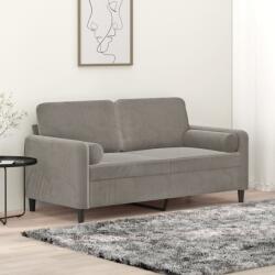 vidaXL Canapea cu 2 locuri cu perne&pernute gri deschis 140 cm catifea GartenMobel Dekor (3153091) Canapea
