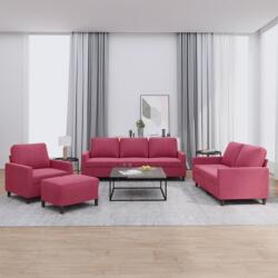 vidaXL Set canapele cu perne, 4 piese, rosu vin, catifea GartenMobel Dekor (3201490) Canapea