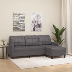 vidaXL Canapea cu 3 locuri si taburet, gri, 180 cm, piele ecologica GartenMobel Dekor (3201016) Canapea