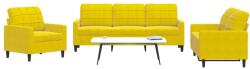vidaXL Set de canapele cu perne, 3 piese, galben, catifea GartenMobel Dekor (3278357) Canapea