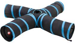 vidaXL Tunel pentru pisici 4 cai, negru si albastru, 25 cm, poliester GartenMobel Dekor (172187)
