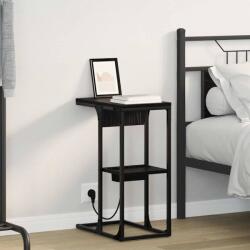 vidaXL Noptiera stejar negru cu statie de încarcare, 41, 5x26x60, 5 cm (859590)