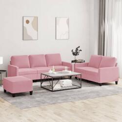 vidaXL Set de canapele cu perne, 3 piese, roz, catifea GartenMobel Dekor (3201529) Canapea