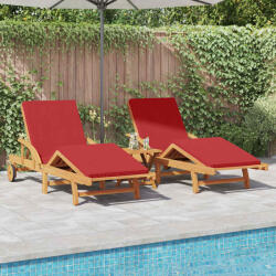 vidaXL Sezlong 2 pcs Rosu 200 x 67 x 84cm Lemn masiv de acacia GartenMobel Dekor (3325180)