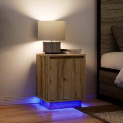 vidaXL Noptiere cu lumini LED 2 buc Stejar Artisan 38x34x50 cm GartenMobel Dekor (861282)