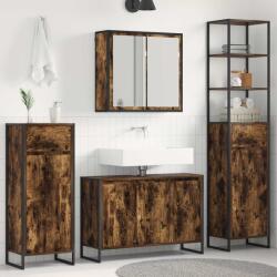 vidaXL Set de mobilier pentru baie cu usa Stejar fumuriu Lemn compozit GartenMobel Dekor (3403048)