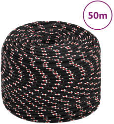 vidaXL Franghie de barca, negru, 8 mm, 50 m, polipropilena GartenMobel Dekor (152343)