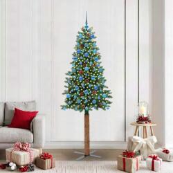 vidaXL Brad de Craciun subtire Verde 210 cm PVC si lemn de PIN masiv GartenMobel Dekor (3394884)