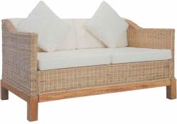 vidaXL Canapea cu 2 locuri cu perne, culoare naturala, ratan GartenMobel Dekor (283076) Canapea