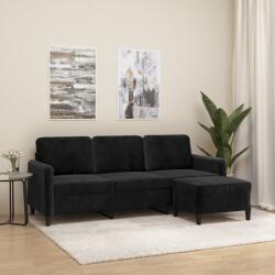 vidaXL Canapea cu 3 locuri si taburet, negru, 180 cm, catifea GartenMobel Dekor (3201179) Canapea