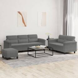vidaXL Set de canapele cu perne, 3 piese, gri închis, microfibra GartenMobel Dekor (3202346) Canapea