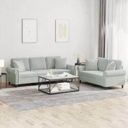 vidaXL Set canapea 2 piese cu perne, gri deschis, catifea GartenMobel Dekor (3202270) Canapea