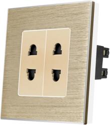 Luxion Priza Dubla cu Module Inguste cu Rama din Aluminiu LUXION SmartElectro IntelligentHouse (LX-2MP024A-G)