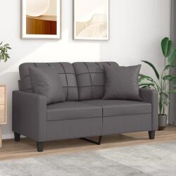 vidaXL Canapea cu 2 locuri cu pernute, gri, 120 cm, piele ecologica GartenMobel Dekor (3200800) Canapea