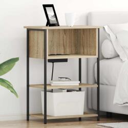 vidaXL Noptiera stejar Sonoma cu statie de incarcare, 55x31x76 cm (859501)