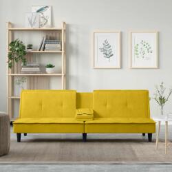 vidaXL Canapea extensibila cu suporturi de pahare, galben, catifea GartenMobel Dekor (351925) Canapea