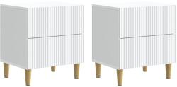 vidaXL Set 2 noptiere albe cu 2 sertare, 43 x 34, 5 x 48 cm, lemn prelucrat (894526)