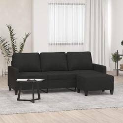 vidaXL Canapea cu 3 locuri cu taburet, negru, 180 cm, material textil GartenMobel Dekor (3201041) Canapea