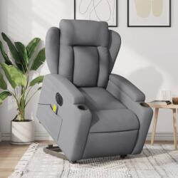 vidaXL Fotoliu electric masaj rabatabil cu ridicare, gri închis textil GartenMobel Dekor (3204518)