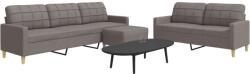 vidaXL Set de canapea cu perne, 3 piese, gri taupe, material textil GartenMobel Dekor (3278334) Canapea