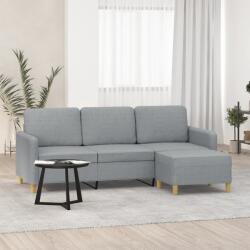 vidaXL Canapea cu 3 locuri si taburet, gri deschis, 180 cm, textil GartenMobel Dekor (3201192) Canapea