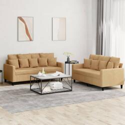 vidaXL Set de canapele cu perne, 2 piese, maro, catifea GartenMobel Dekor (3201707) Canapea