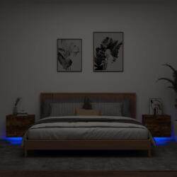 vidaXL Noptiere montate pe perete cu lumini LED, 2 buc. , stejar fumuriu GartenMobel Dekor (836821)