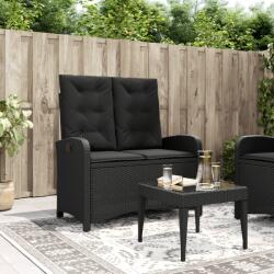 vidaXL Banca de gradina rabatabila cu perne, negru, poliratan GartenMobel Dekor (368216)