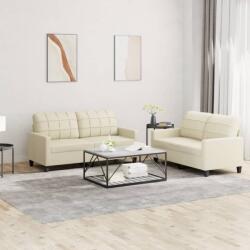 vidaXL Set de canapele cu perne, 2 piese, crem, piele ecologica GartenMobel Dekor (3201359) Canapea