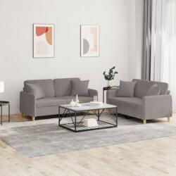 vidaXL Set de canapele cu perne, 2 piese, gri taupe, textil GartenMobel Dekor (3202109) Canapea