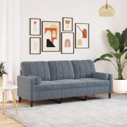 vidaXL Canapea cu 3 locuri cu pernute, gri închis, 180 cm, catifea GartenMobel Dekor (3278230) Canapea