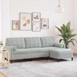 vidaXL Canapea cu 3 locuri si taburet, gri deschis, 210 cm, catifea GartenMobel Dekor (3278277) Canapea