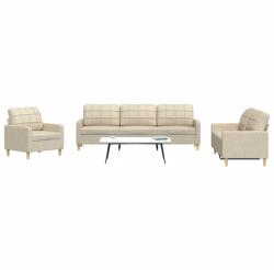 vidaXL Set de canapele, 3 piese, crem, material GartenMobel Dekor (3278289) Canapea