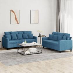 vidaXL Set de canapele cu perne, 2 piese, albastru, catifea GartenMobel Dekor (3201709) Canapea