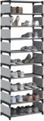 vidaXL Suport pantofi 10 niveluri gri 54x28x158 cm tesatura netesa GartenMobel Dekor (4100624) Pantofar
