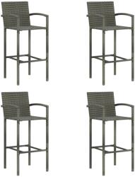 vidaXL Scaune de bar, 4 buc. , gri, poliratan GartenMobel Dekor (362585)