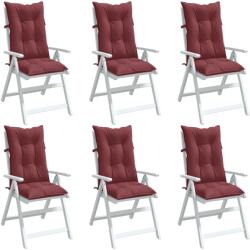 vidaXL Perne scaun cu spatar înalt, 6 buc. rosu vin 120x50x7 cm textil GartenMobel Dekor (4002375)