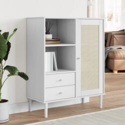 vidaXL Dulap înalt SENJA aspect ratan alb, 90x40x112cm, lemn masiv pin GartenMobel Dekor (358056) Comoda