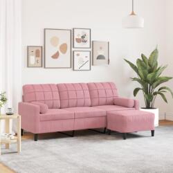 vidaXL Canapea cu 3 locuri si taburet, roz, 180 cm, catifea GartenMobel Dekor (3278270) Canapea