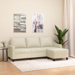 vidaXL Canapea cu 3 locuri si taburet, crem, 180 cm, piele ecologica GartenMobel Dekor (3201025) Canapea