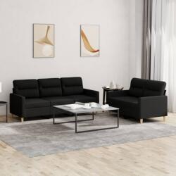 vidaXL Set de canapele cu perne, 2 piese, negru, textil GartenMobel Dekor (3201604) Canapea