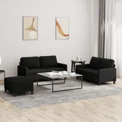 vidaXL Set de canapele cu perne, 3 piese, negru, textil GartenMobel Dekor (3201456) Canapea