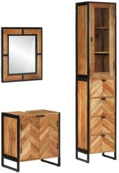 vidaXL Set mobilier de baie, 3 piese, fier si lemn masiv de acacia GartenMobel Dekor (3217120)