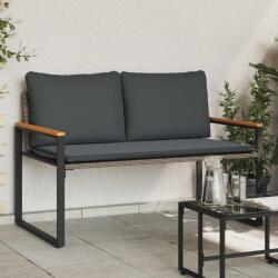 vidaXL banca cu perna Gri si gri închis 115 x 65 x 72 cm Ratan GartenMobel Dekor (42026942)