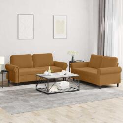 vidaXL Set de canapele cu perne, 2 piese, maro, catifea GartenMobel Dekor (3202217) Canapea
